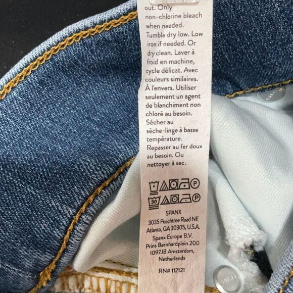 Spanx Vintage Indigo Denim Seamed Front Wide Leg Jeans Size XS - Picture 10 of 11